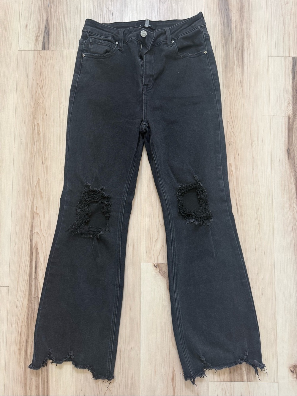 RISEN Black Distressed Women's Flare Jeans